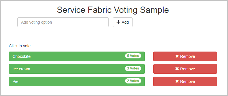 Screenshot that shows an example of voting for types of dessert.