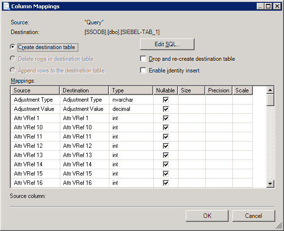 a3047801-3fa6-496b-91d8-3888dfbb0169 Column mappings between Siebel and SQL table