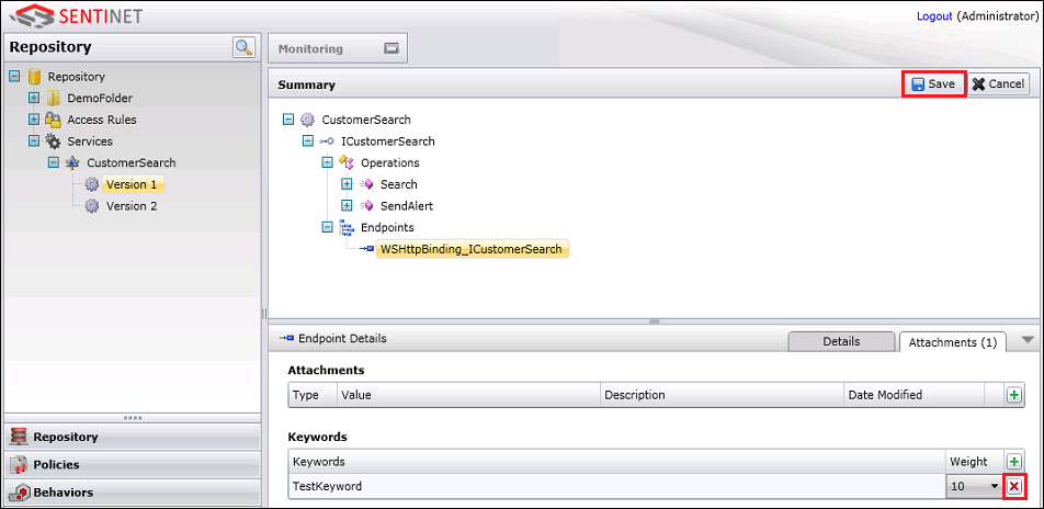 SentinetWP_RemoveKeyword_2 Remove keyword from CustomerSearch service