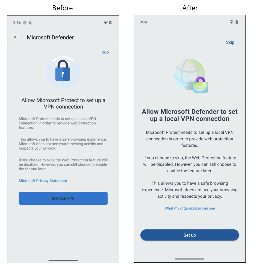 Valinnainen VPN-suostumusnäyttö valotilassa.