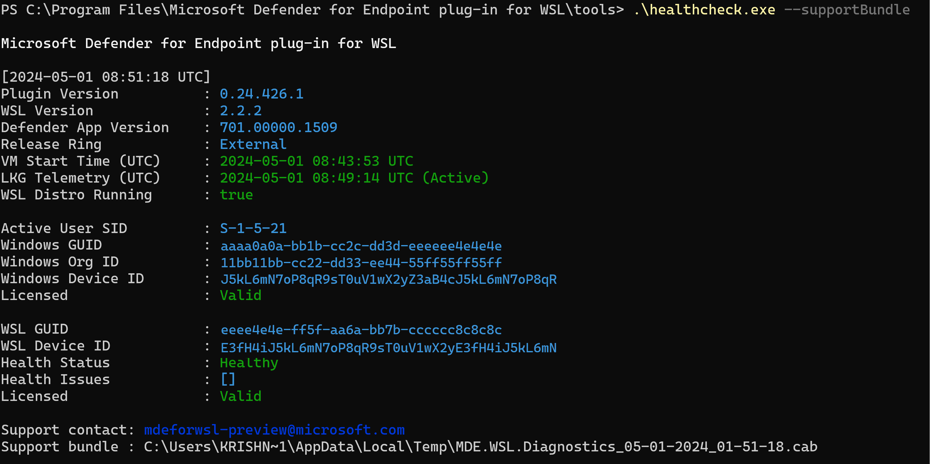 Näyttökuva, joka näyttää tilan PowerShell-tulostessa.