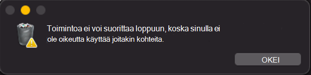 Näyttökuva estetystä ponnahdusikkunaviestistä.