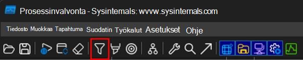 Näyttökuva, jossa näytetään, miten voit avata Suodatin-ikkunan.