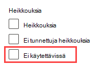 Ohjelmistosuodatinta ei tueta