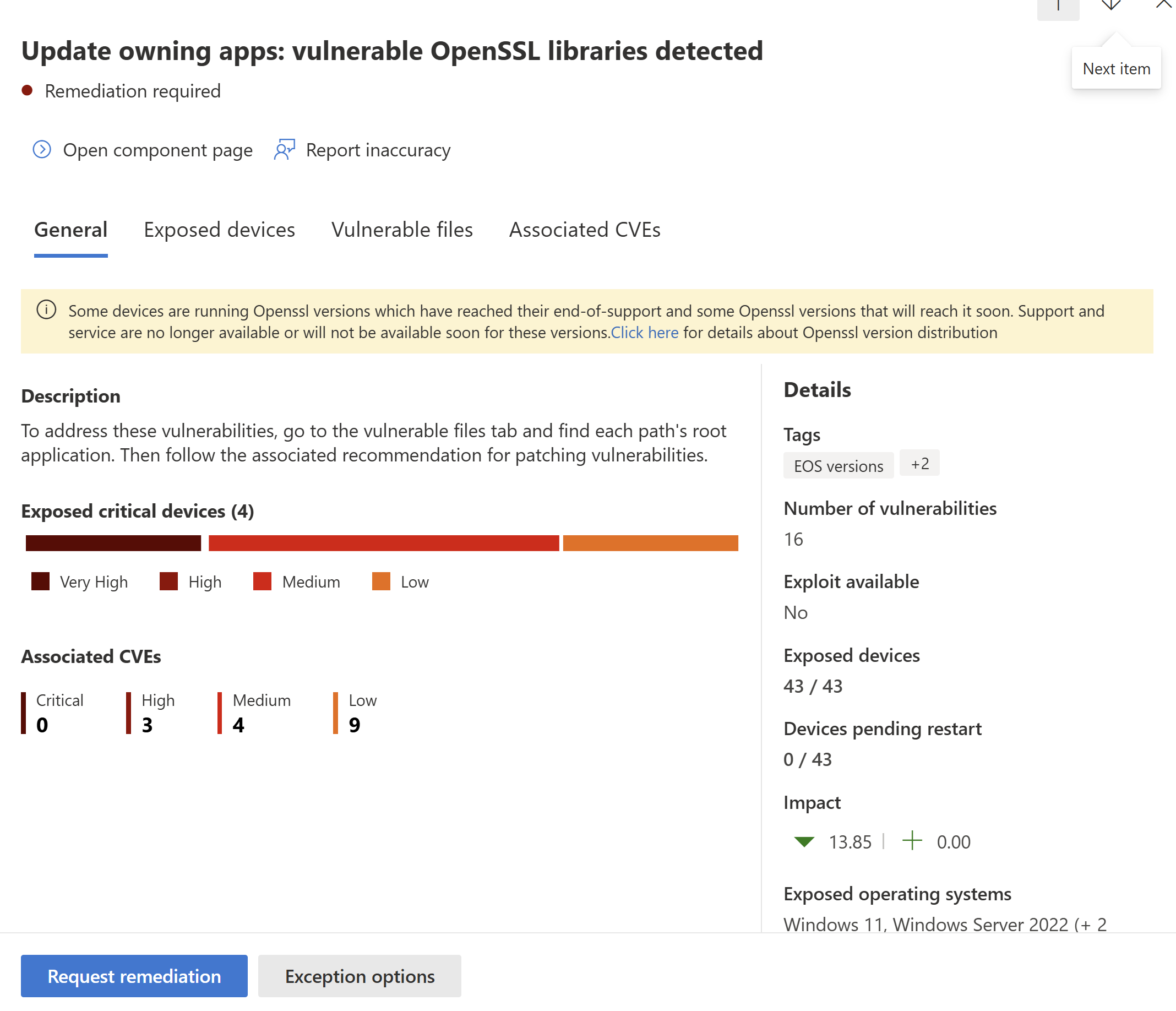 Esimerkki ohjelmisto-osan ohjelmistosuosituksesta.