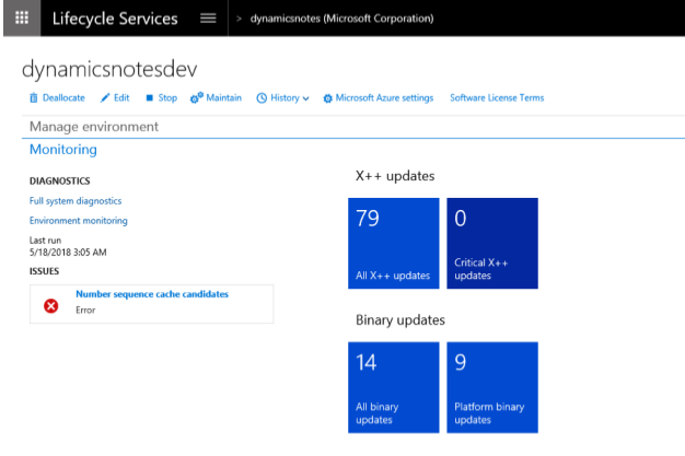 Screenshot of the LCS environment page.