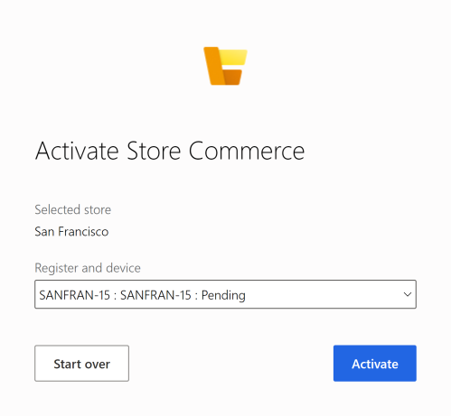 POS Wizard, select register and device page.