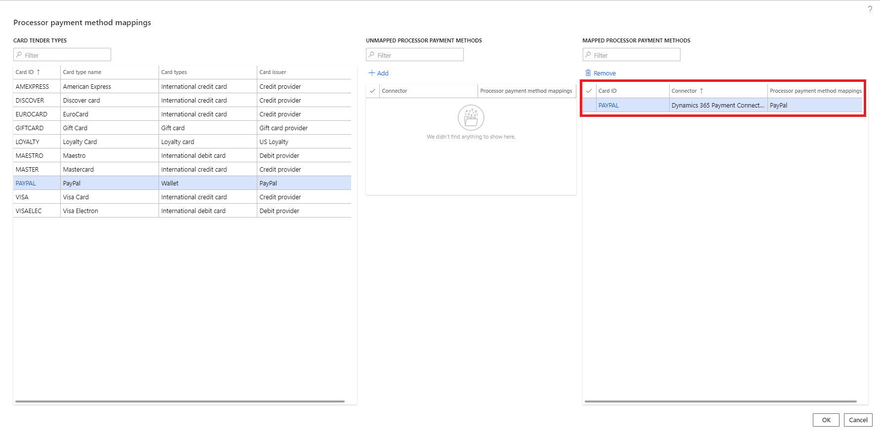 Mapped processor payment method.