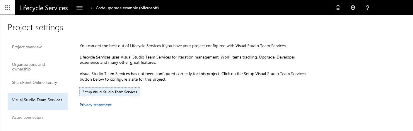 LCS VSTS setup.