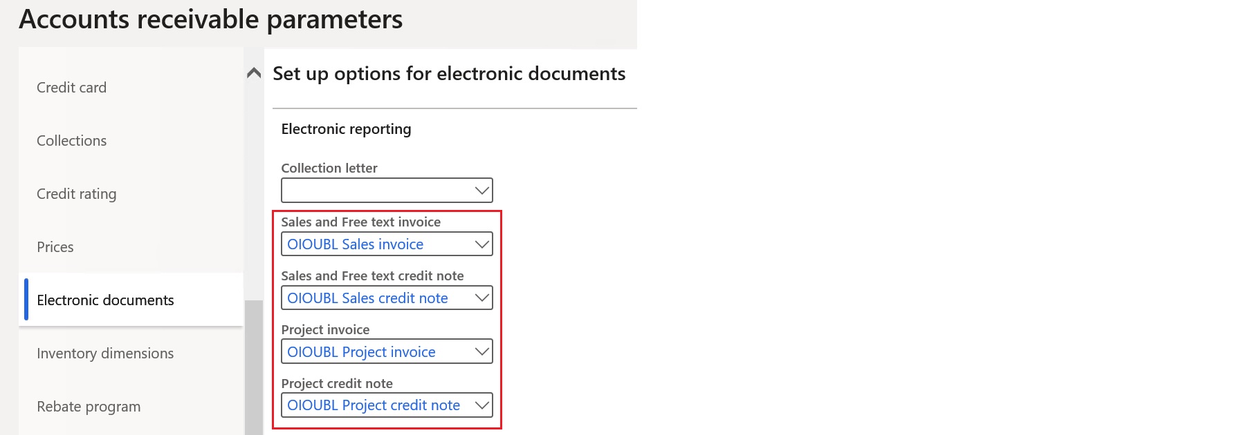 Screenshot of formats for electronic documents.