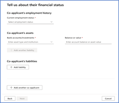 Provide co-applicant financial status.