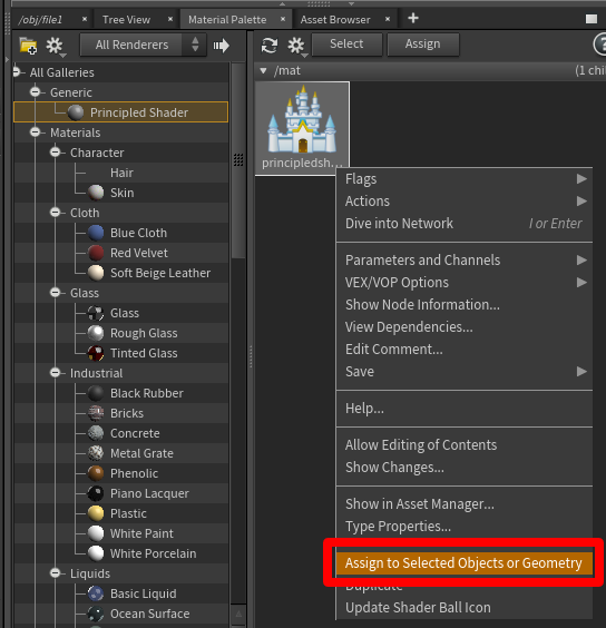 Assign to Selected Objects or Geometry Assign to Selected Objects or Geometry.