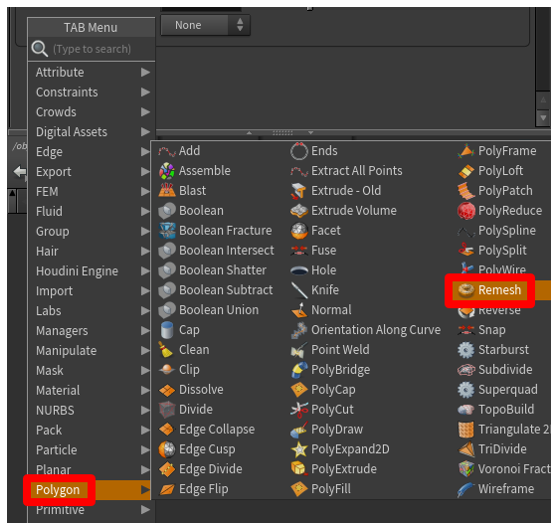 Remesh command Remesh command.