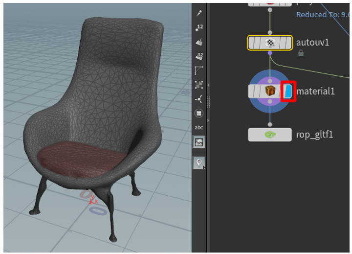 Right side of the Material node Right side of the Material node.