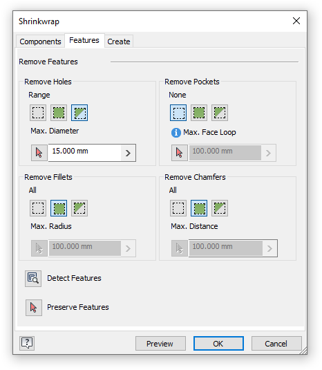 Features tab Features tab.
