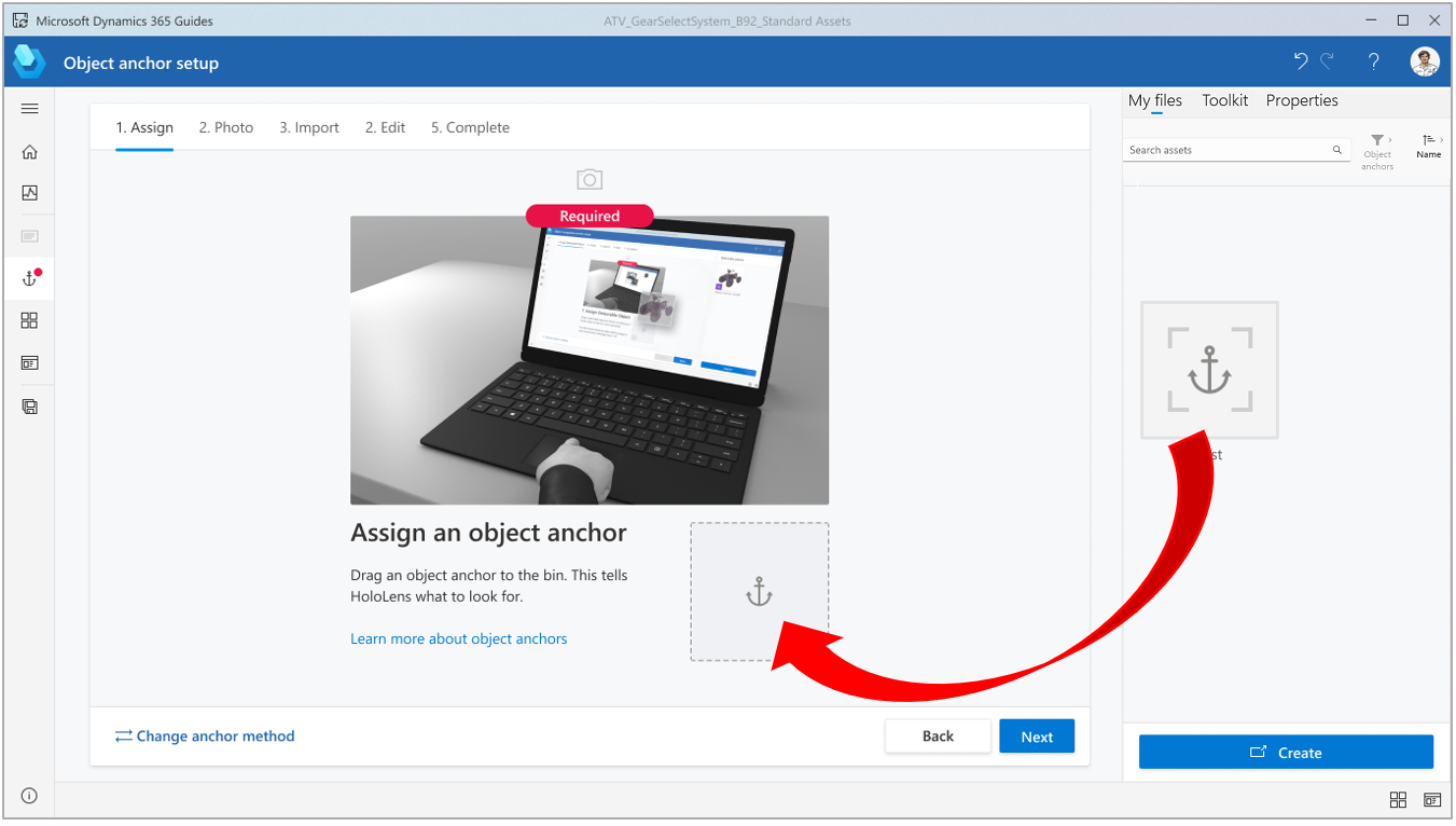 Screen shot showing where to drag the anchor to and from Screen shot showing where to drag the anchor to and from
