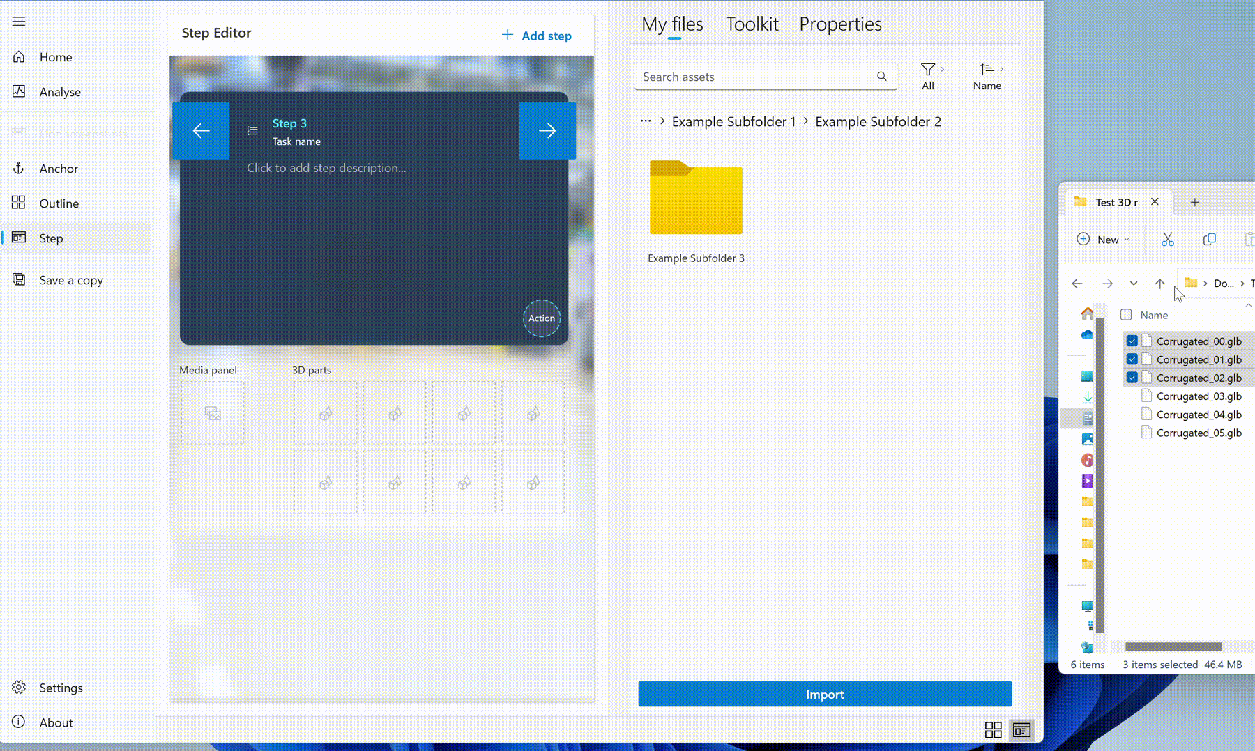 Drag and drop import Drag and drop import.