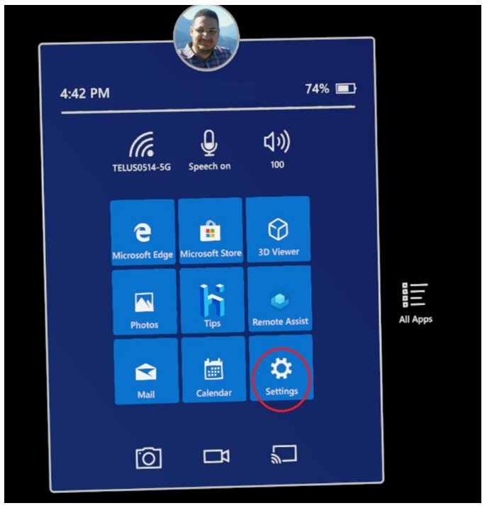 Settings button in Start menu Settings button in Start menu.