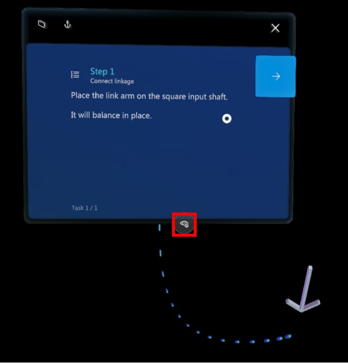 Screenshot of eye symbol at the bottom of the instruction card Screenshot of eye symbol at the bottom of the instruction card.