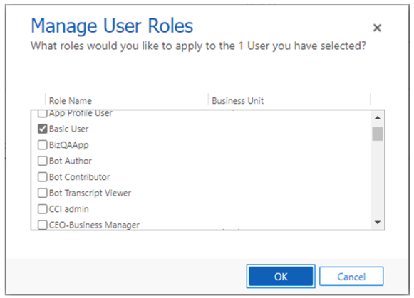 Basic User check box.