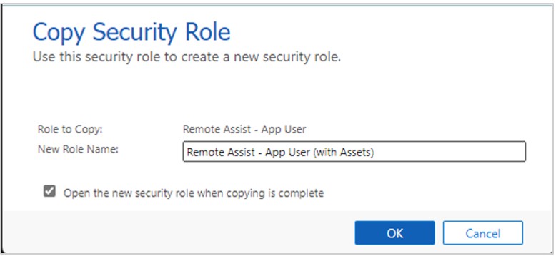 Screenshot showing a descriptive name for the role Screenshot showing a descriptive name for the role.