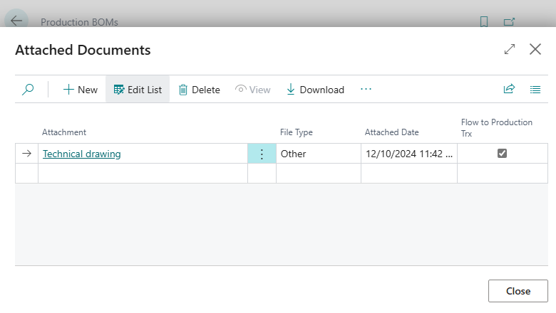 Liitetyt asiakirjat -sivu