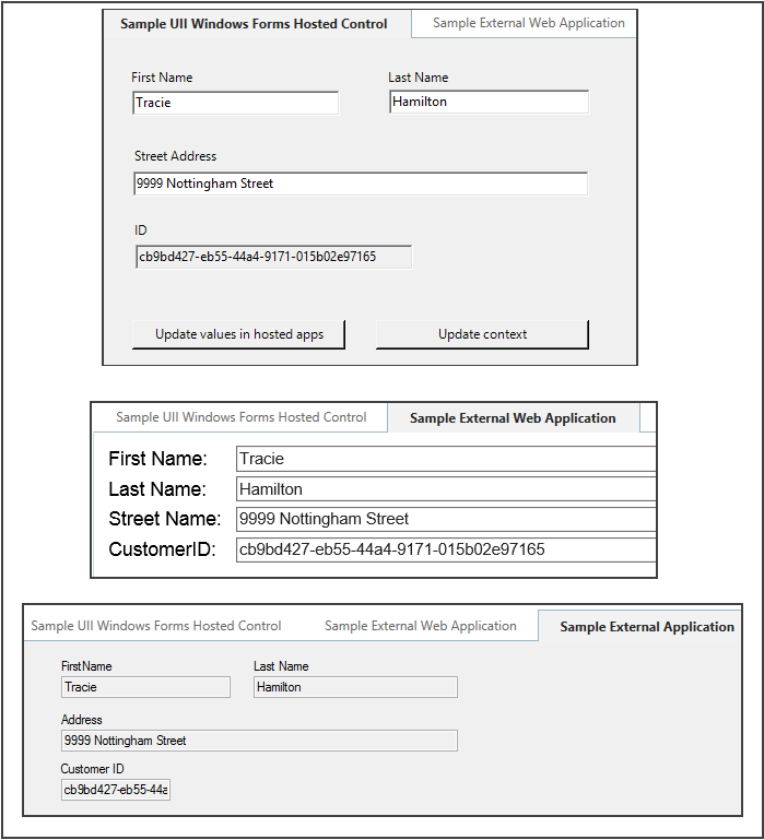Sample controls with updated values Sample controls with updated values.