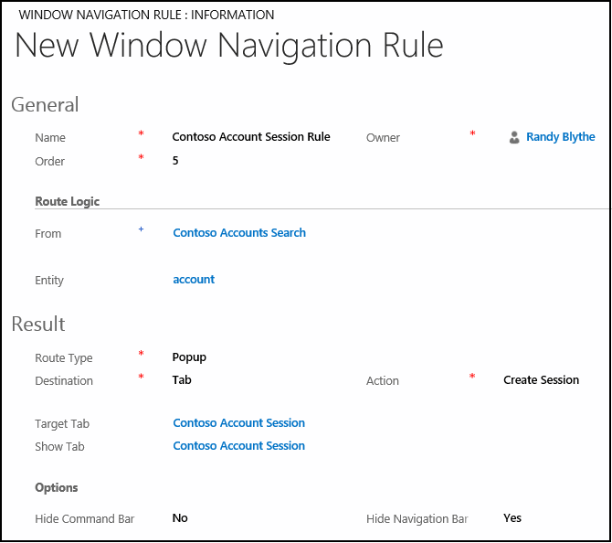 Create a window navigation rule Create a window navigation rule.