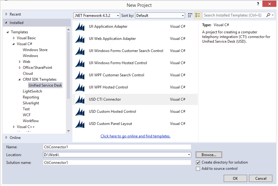 Create a USD CTI Connector Create a USD CTI Connector.