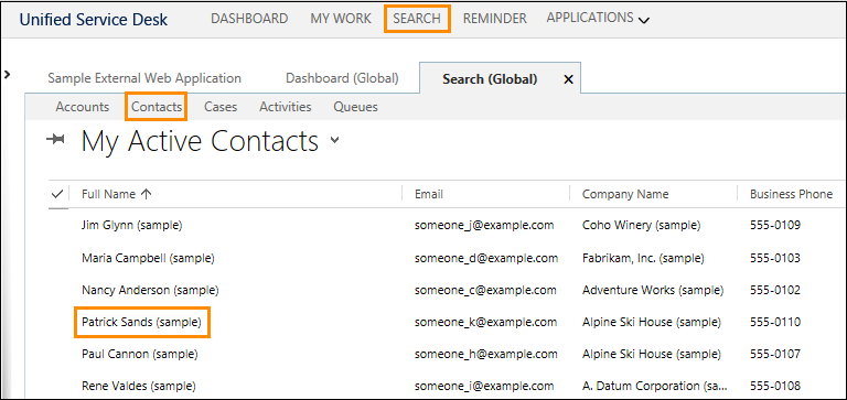 Screenshot of contact list Screenshot of contact list.