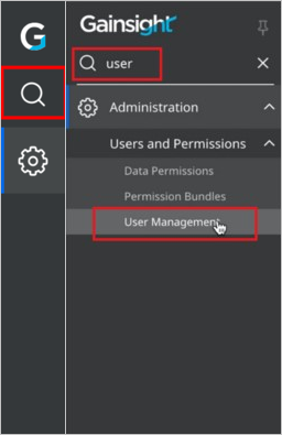 Search bar Screenshot shows the Gainsight Left Nav Search Bar.