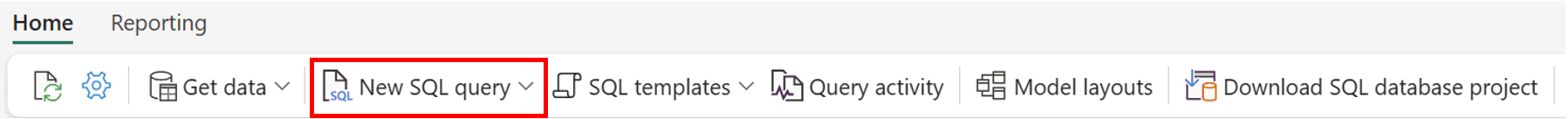 Näyttökuva, jossa näkyy, mistä valintanauhan Uusi kysely -valikko löytyy.