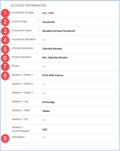 Household account information Household account information.