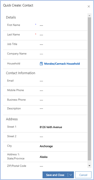 Contact quick create Contact quick create.