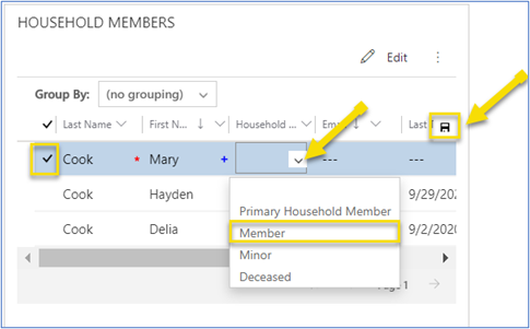 Locate household members to update Locate household members to update.