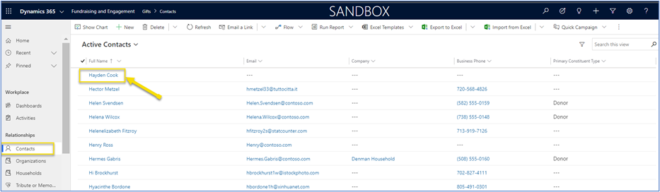 Contact to add as member of household Contact to add as member of household.