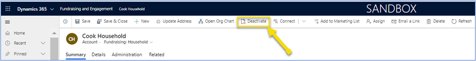 Deactivate household Deactivate household.