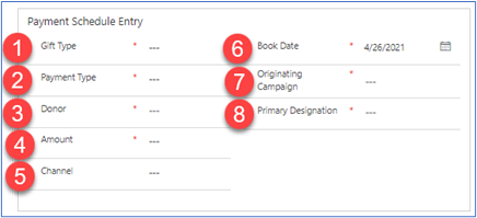 Work with Payment Schedule Entry fields Work with Payment Schedule Entry fields.