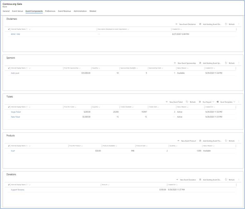 Work with the Event Components tab of an event setup record Work with the Event Components tab of an event setup record