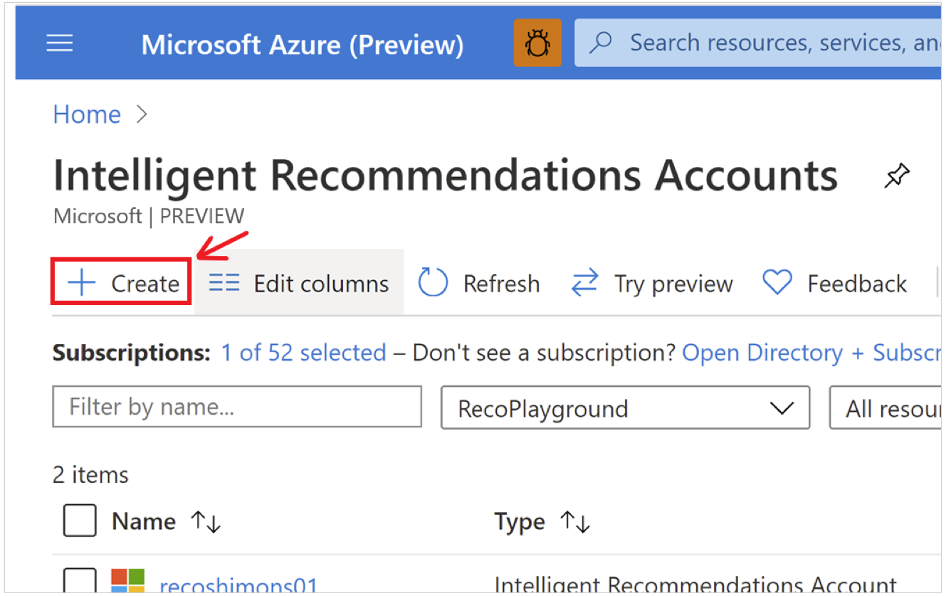 Create Intelligent Recommendations resources Create Intelligent Recommendations resources