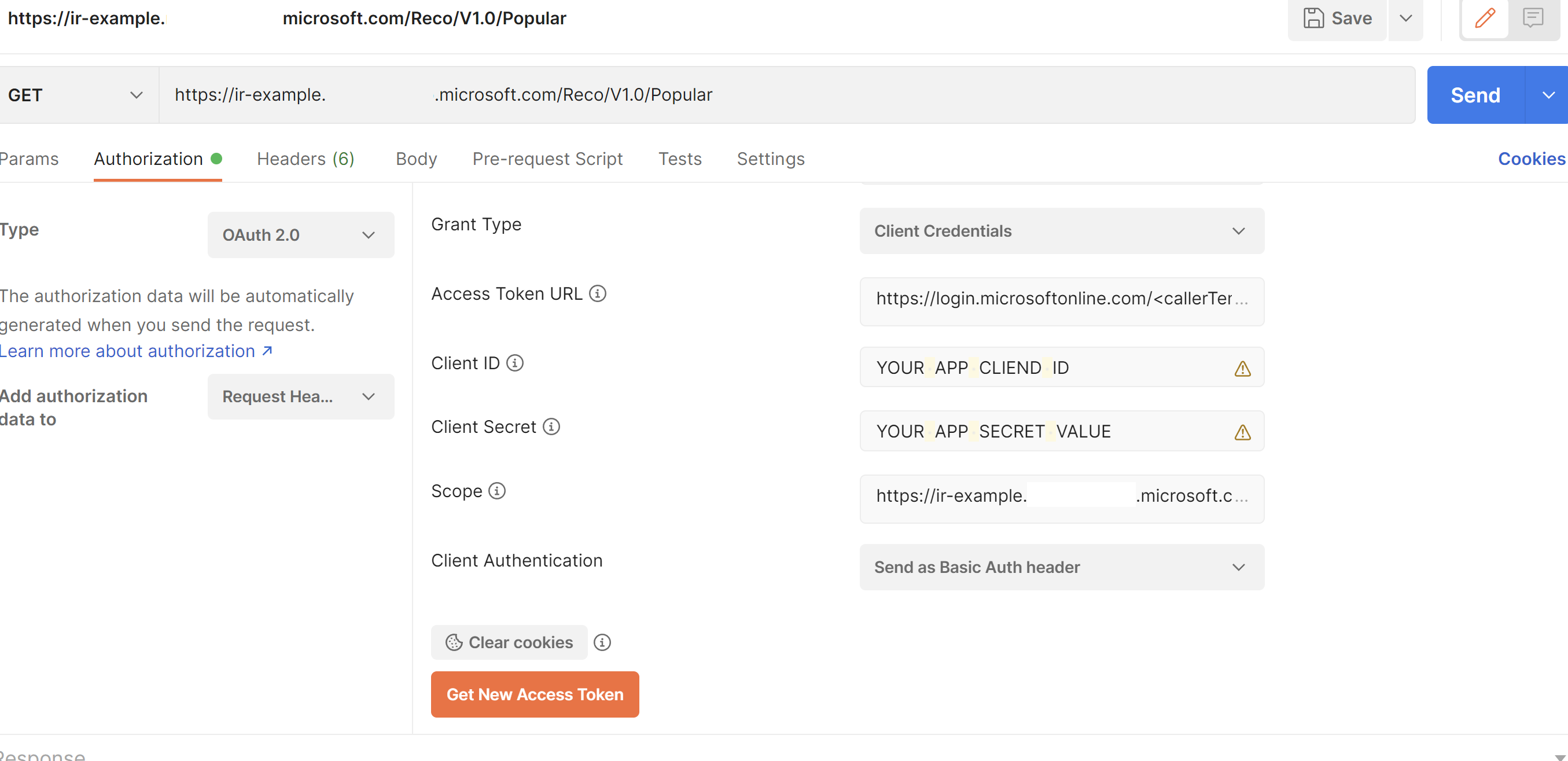 Example of a completed authorization form Example of a completed authorization form.
