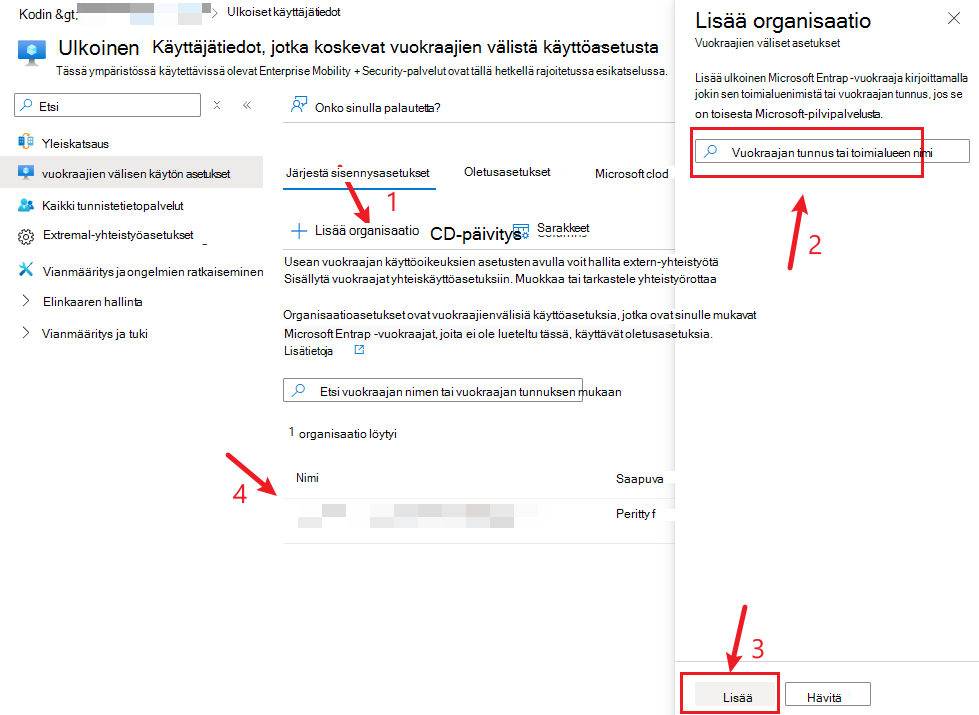 Näyttökuva, jossa näkyy Luota muihin vuokraajiin.