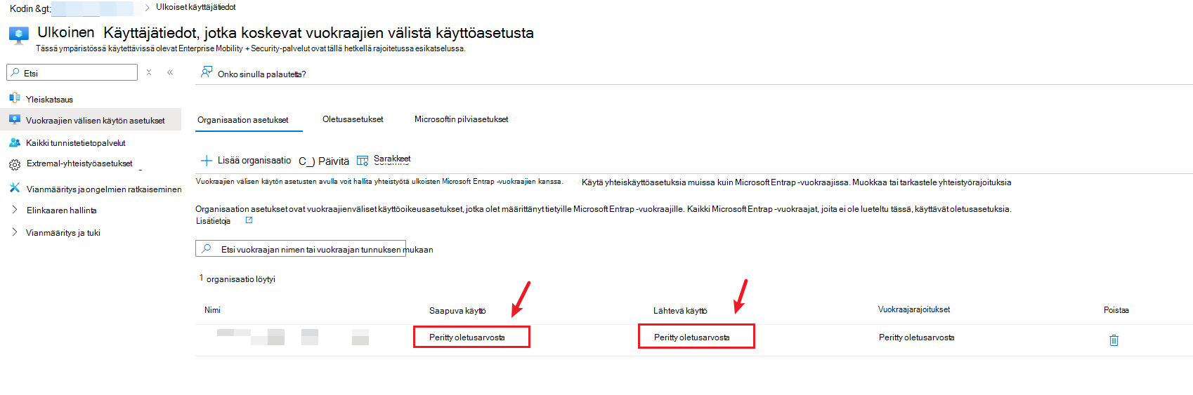 Näyttökuva, jossa näkyy Mukauta sisään/ ulos sitoutuneena tarpeen mukaan.
