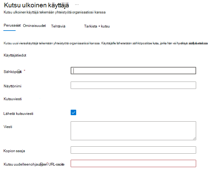 Näyttökuva, jossa näkyy ulkoisen käyttäjän kutsu.