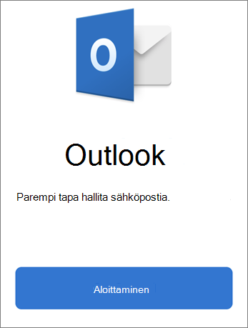 Näyttökuva Outlookista, jossa on Aloita-painike.
