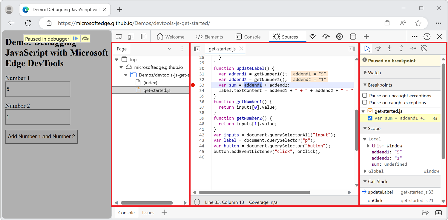 Navigate, view, edit, and debug JavaScript returned by the server