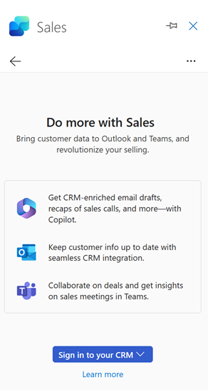 Näyttökuvassa omaan CRM:ään kirjautumispainike