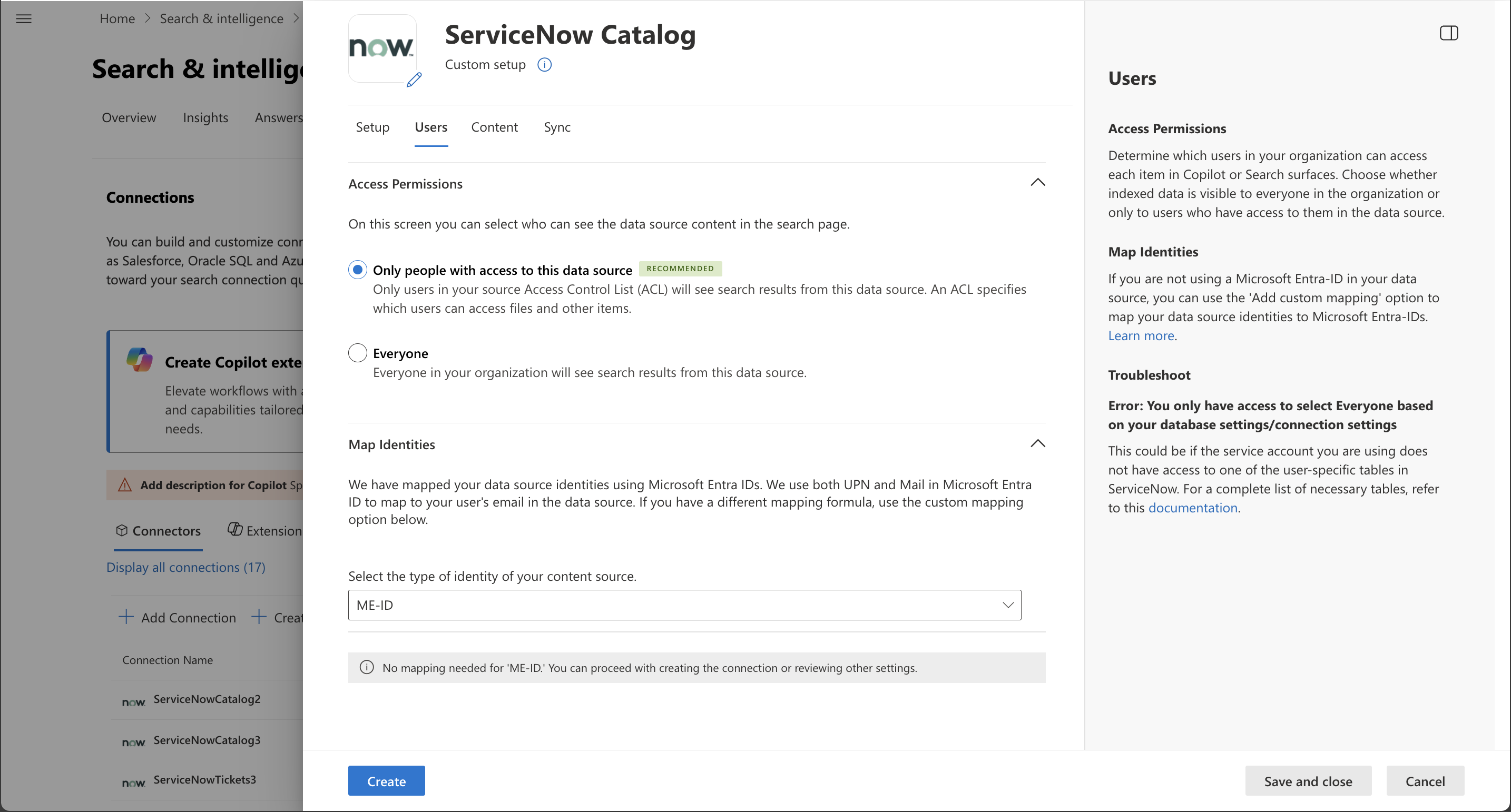 Screenshot that shows Users tab where you can configure access permissions and user mapping rules.