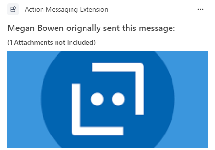Screenshot of the message extension output after you have successfully completed the step-by-step guide.