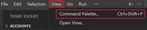 Screenshot shows the Command Palette option.
